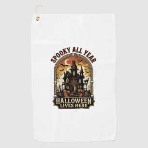 Halloween Haunted House Vintage Spooky All Year_1 Golf Towel