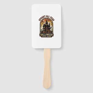 Halloween Haunted House Vintage Spooky All Year_1 Hand Fan