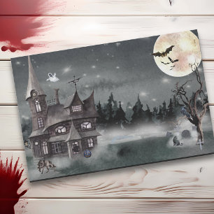 Halloween Haunted house Watercolor Tissue Paper