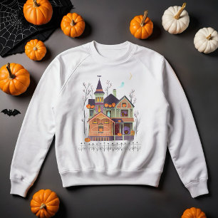 Halloween Haunted House White Sweatshirt