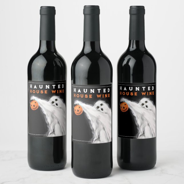 Halloween Haunted House Wine Label (Bottles)