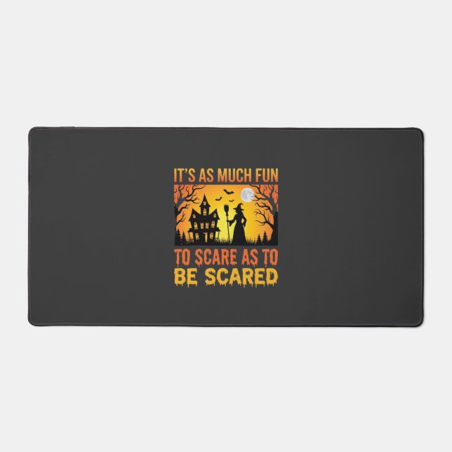 Halloween Haunted House Witch Scare Quote Desk Mat (Front)