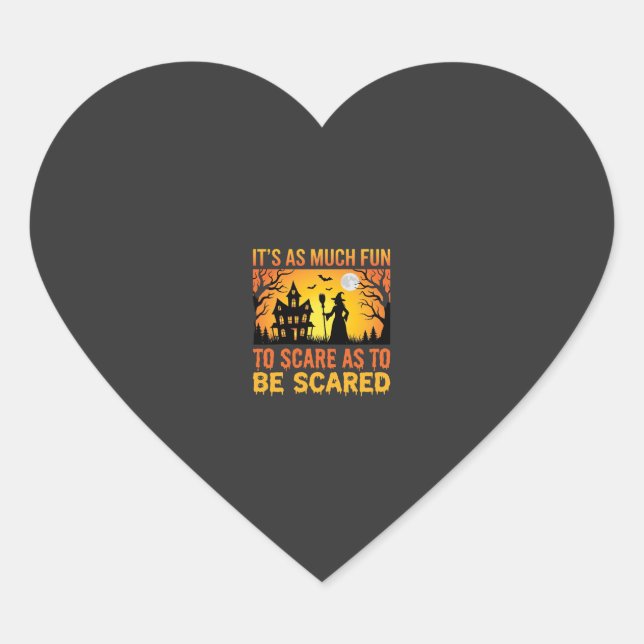 Halloween Haunted House Witch Scare Quote Heart Sticker (Front)