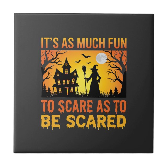 Halloween Haunted House Witch Scare Quote Tile (Front)