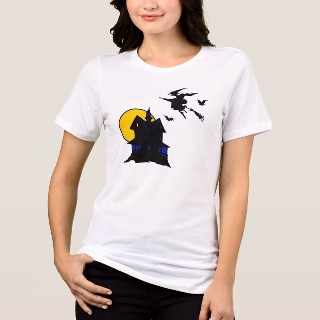 Halloween Haunted House Witch Shirt Design (Front)