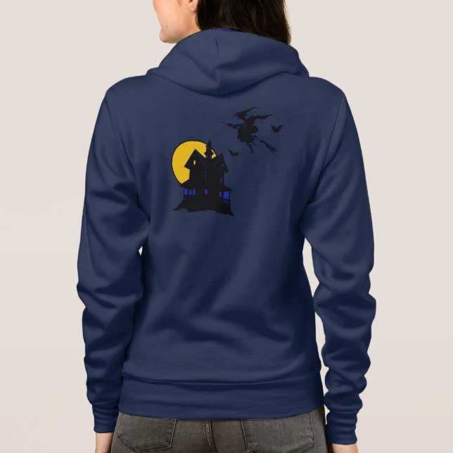 halloween haunted house, witches, hoodie design (Back)