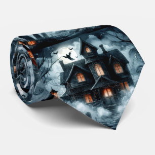 Halloween Haunted House with Ghosts Tie