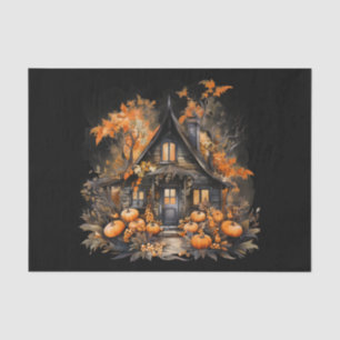 Halloween Haunted House with Pumpkins & Foliage Tissue Paper