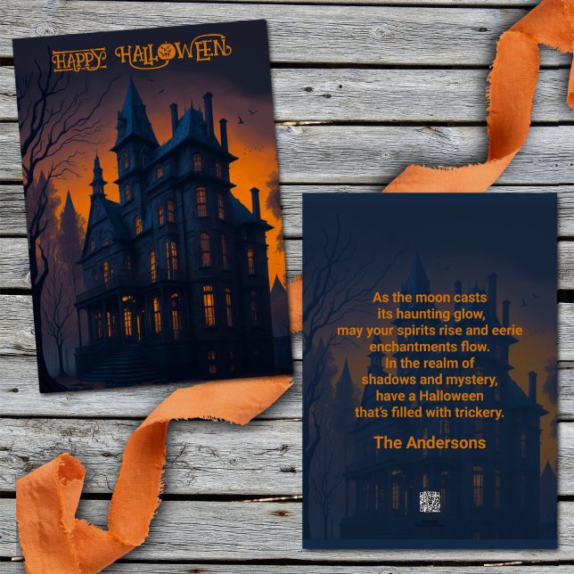 Halloween Haunted Mansion House Halloween Card (Creator Uploaded)