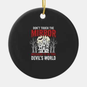 Halloween Haunted Mirror Devils World Graphic Ceramic Tree Decoration