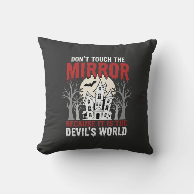 Halloween Haunted Mirror Devils World Graphic Cushion (Front)