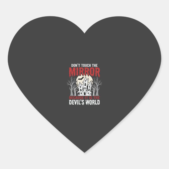 Halloween Haunted Mirror Devils World Graphic Heart Sticker (Front)