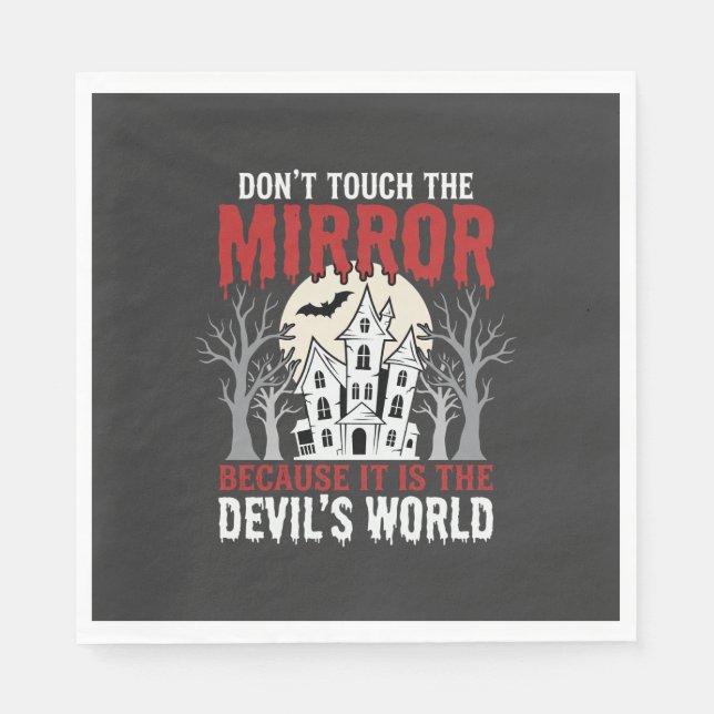 Halloween Haunted Mirror Devils World Graphic Napkin (Front)