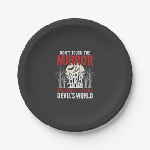 Halloween Haunted Mirror Devils World Graphic Paper Plate