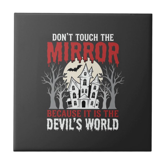 Halloween Haunted Mirror Devils World Graphic Tile (Front)