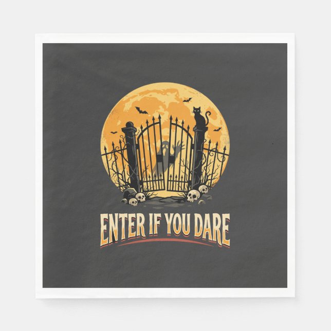 Halloween Haunted Moon Warning Napkin (Front)
