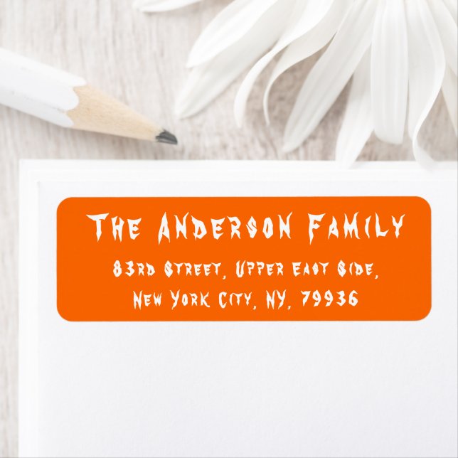 Halloween Haunted Orange White Mail Return Address (Insitu)