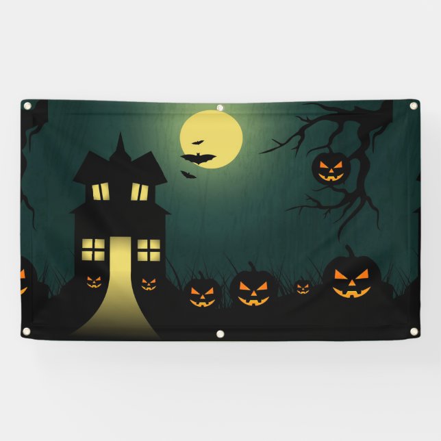 Halloween Haunted Scene Banner (Horizontal)