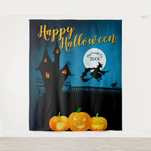 Halloween Haunted Scene   Custom Party Backdrop Tapestry