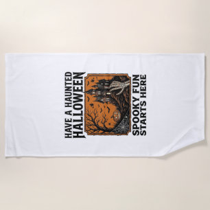 Halloween Haunted Shirt Spooky Vintage Party Desig Beach Towel
