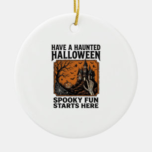 Halloween Haunted Shirt Spooky Vintage Party Desig Ceramic Tree Decoration