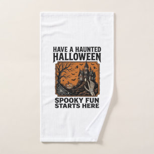 Halloween Haunted Shirt Spooky Vintage Party Desig Hand Towel