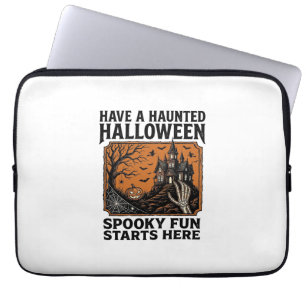 Halloween Haunted Shirt Spooky Vintage Party Desig Laptop Sleeve