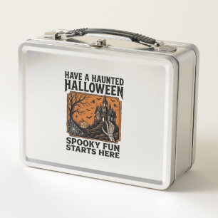 Halloween Haunted Shirt Spooky Vintage Party Desig Metal Lunch Box