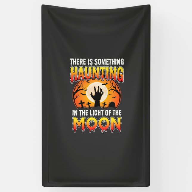 Halloween Haunting Moon Graveyard Horror Banner (Vertical)