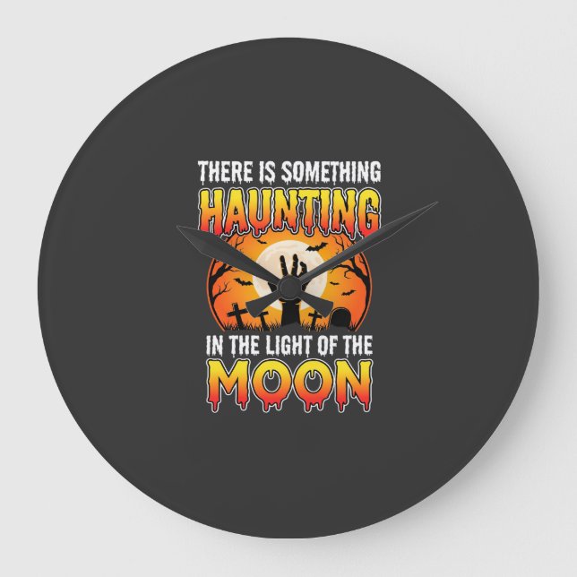 Halloween Haunting Moon Graveyard Horror Large Clock (Front)