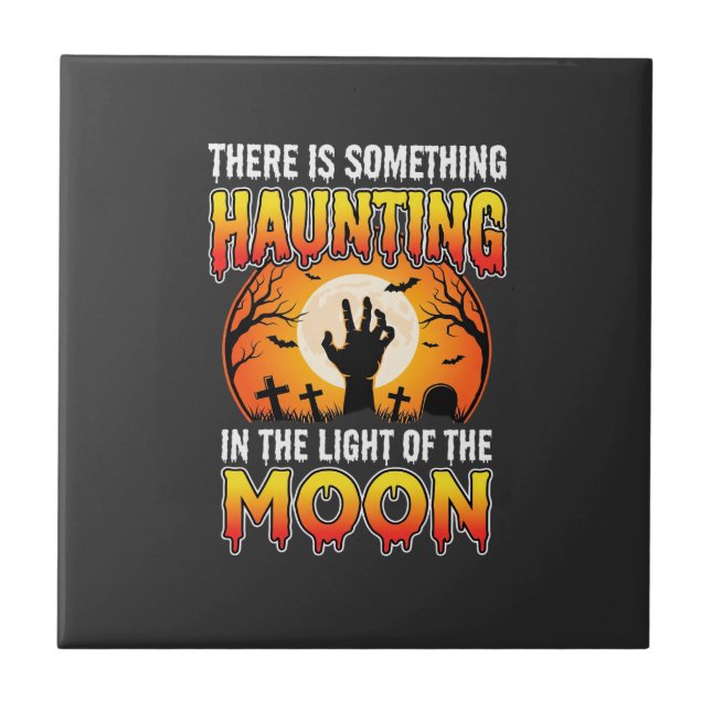 Halloween Haunting Moon Graveyard Horror Tile (Front)