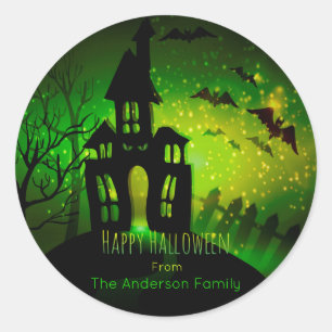 Halloween - Haunting Scene - Green Eyes Classic Round Sticker