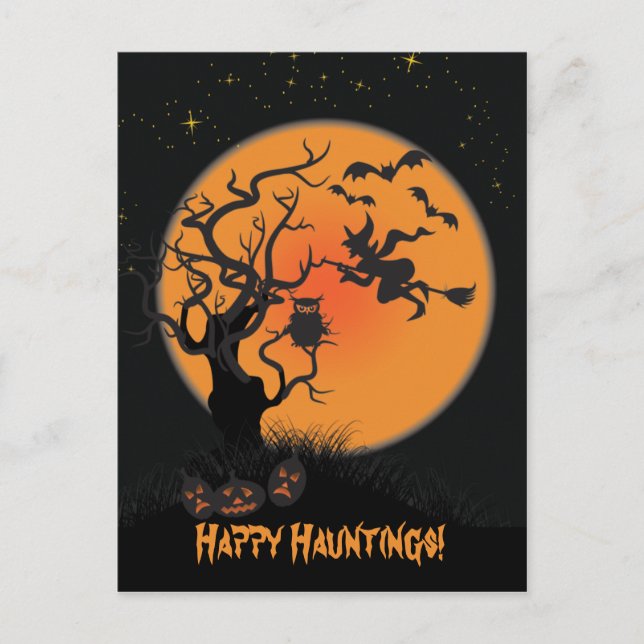 Halloween Hauntings Party Invitation Postcard (Front)