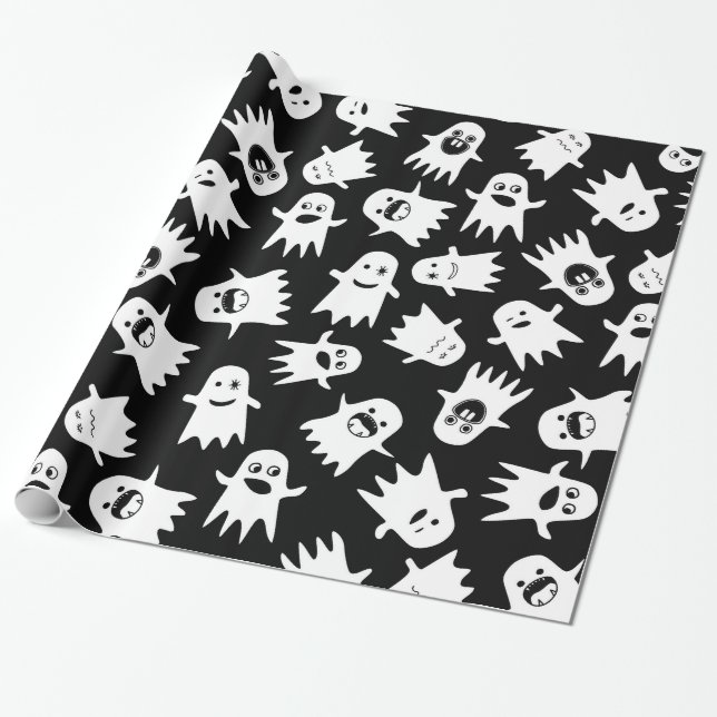 Halloween Hauntings Wrapping Paper (Unrolled)