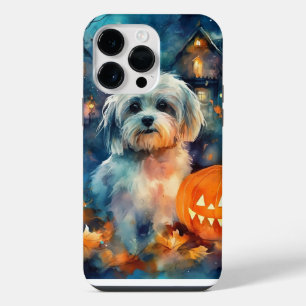 Halloween Havanese With Pumpkins Scary iPhone 14 Pro Max Case