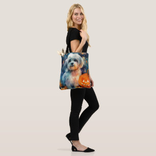 Halloween Havanese With Pumpkins Scary Tote Bag