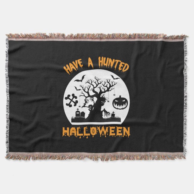 Halloween Have A Funny Halloween Birthday Throw Blanket (Front)