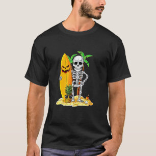 Halloween Hawaii Hawaiian Funny Surfer Skeleton Su T-Shirt