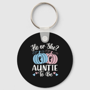 Halloween He Or She Auntie To Be Pumpkin Gender Re Key Ring