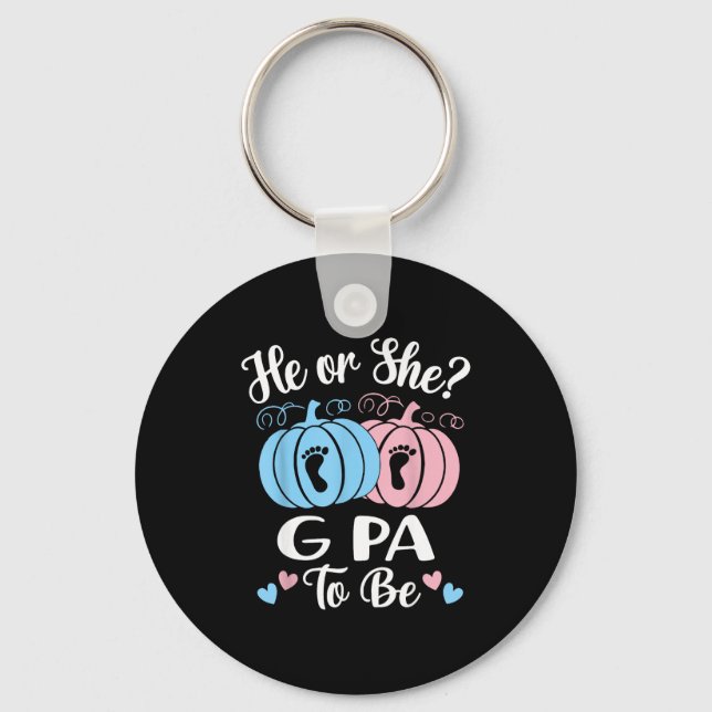 Halloween He Or She G Pa To Be Pumpkin Gender Reve Key Ring (Front)