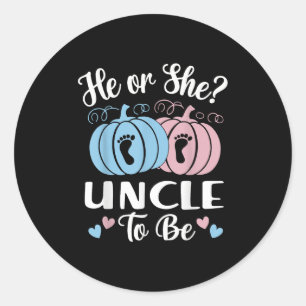 Halloween He Or She Uncle To Be Pumpkin Gender Rev Classic Round Sticker