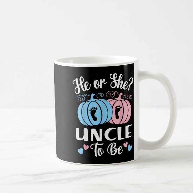 Halloween He Or She Uncle To Be Pumpkin Gender Rev Coffee Mug (Right)