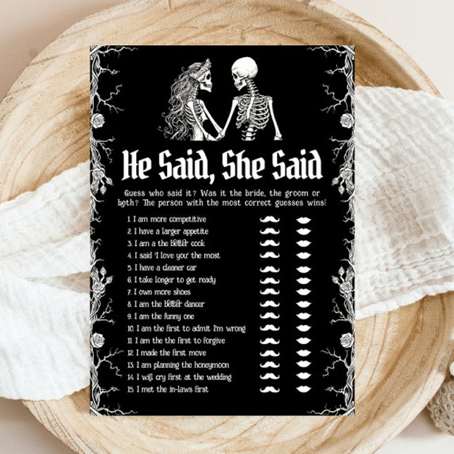 Halloween He Said, She Said Bridal Shower Game Invitation (Halloween He Said, She Said Bridal Shower Game)