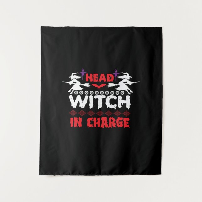 Halloween Head Witch In Charge Birthday Tapestry (Front)