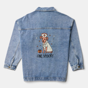Halloween Healer Pup One Spooky Nurse Dog Denim Jacket