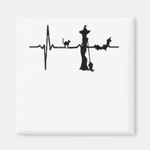 Halloween Heart Beat Black Cat and Bat Magnet