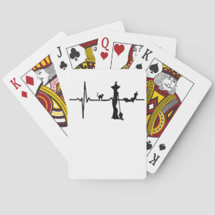 Halloween Heart Beat Black Cat and Bat Playing Cards