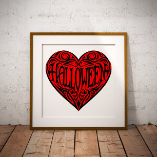 Halloween Heart, Black Heart, Holiday Photo Print