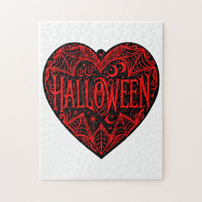Halloween Heart, Black Heart Shape, Holiday Jigsaw Puzzle (Vertical)