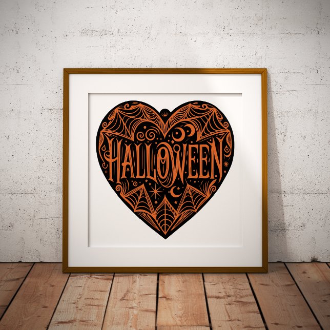 Halloween Heart, Black Heart Shape, Holiday Poster (Creator Uploaded)